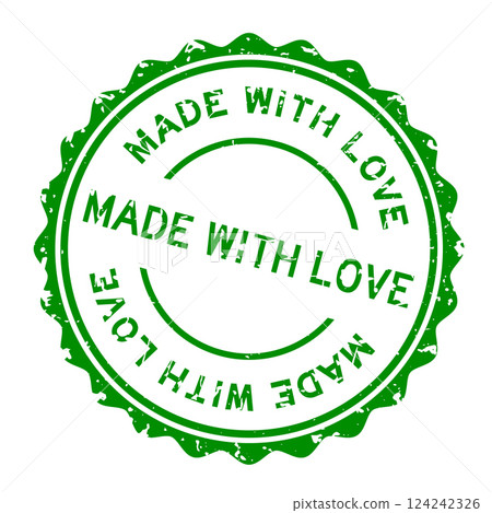 Grunge green made with love word round rubber seal stamp on white background Grunge green made with love word round rubber seal stamp on white background 124242326