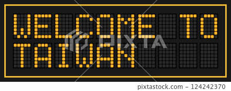 Orange color led banner in word welcome to taiwan on black background 124242370
