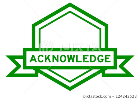 Vintage green color hexagon label banner with word acknowledge on white background Vintage green color hexagon label banner with word acknowledge on white background 124242528