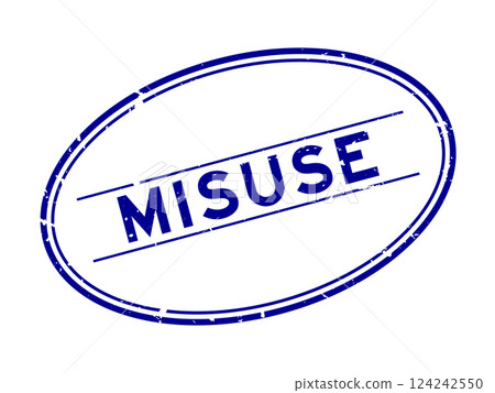 Grunge blue misuse word oval rubber seal stamp on white background 124242550