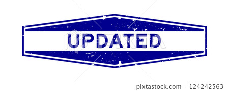 Grunge blue updated word hexagon rubber seal stamp on white background Grunge blue updated word hexagon rubber seal stamp on white background 124242563