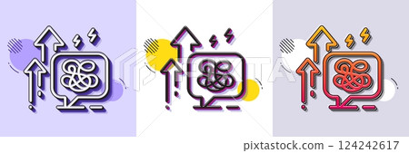Stress grows line icon. Halftone dotted pattern. Gradient icon with grain shadow. Anxiety depression chat sign. Mental health symbol. Line stress grows icon. Various designs. Vector 124242617