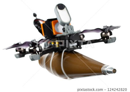 Combat FPV drone with anti tank RPG warhead - lowcost loitering munition for modern war Combat FPV drone with anti tank RPG warhead - lowcost loitering munition for modern war 124242820