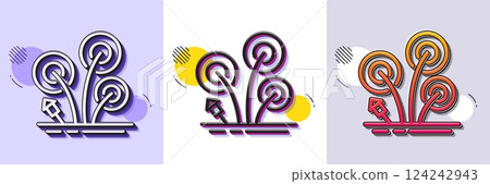 Fireworks line icon. Halftone dotted pattern. Gradient icon with grain shadow. Pyrotechnic salute sign. Carnival celebration lights symbol. Line fireworks icon. Various designs. Vector Fireworks line icon. Halftone dotted pattern. Gradient icon with grain shadow. Pyrotechnic salute sign. Carnival celebration lights symbol. Line fireworks icon. Various designs. Vector 124242943