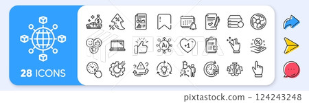 Loan percent, Time management and Seo gear line icons. Interest rate, AI generate, Inflation icons. Pack of Recovery server, Like, Reject checklist icon. Vector Loan percent, Time management and Seo gear line icons. Interest rate, AI generate, Inflation icons. Pack of Recovery server, Like, Reject checklist icon. Vector 124243248