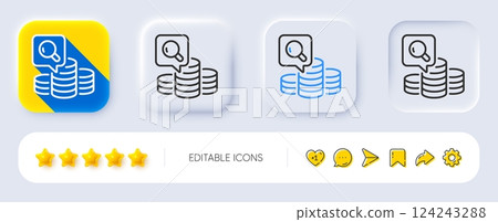 Inspect line icon. Neumorphic, Flat shadow, 3d buttons. Budget accounting sign. Search money symbol. Line inspect icon. Social media icons. Vector Inspect line icon. Neumorphic, Flat shadow, 3d buttons. Budget accounting sign. Search money symbol. Line inspect icon. Social media icons. Vector 124243288
