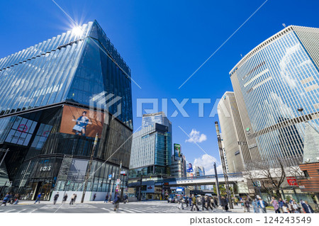 俯瞰東京有樂町和東急廣場的數寄屋橋交叉口風景 124243549