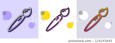 Paint brush line icon. Halftone dotted pattern. Gradient icon with grain shadow. Wall paintbrush sign. Creative drawing art symbol. Line brush icon. Various designs. Vector Paint brush line icon. Halftone dotted pattern. Gradient icon with grain shadow. Wall paintbrush sign. Creative drawing art symbol. Line brush icon. Various designs. Vector 124243645