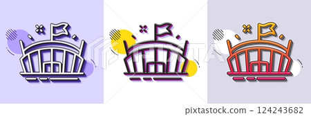 Sports stadium line icon. Halftone dotted pattern. Gradient icon with grain shadow. Arena with flag sign. Sport complex symbol. Line arena icon. Various designs. Vector Sports stadium line icon. Halftone dotted pattern. Gradient icon with grain shadow. Arena with flag sign. Sport complex symbol. Line arena icon. Various designs. Vector 124243682