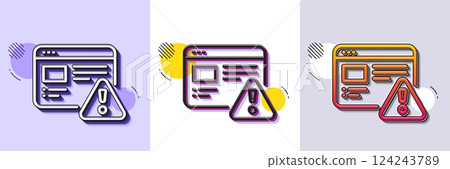 Internet warning line icon. Halftone dotted pattern. Gradient icon with grain shadow. Attention triangle sign. Caution alert symbol. Line internet warning icon. Various designs. Vector Internet warning line icon. Halftone dotted pattern. Gradient icon with grain shadow. Attention triangle sign. Caution alert symbol. Line internet warning icon. Various designs. Vector 124243789
