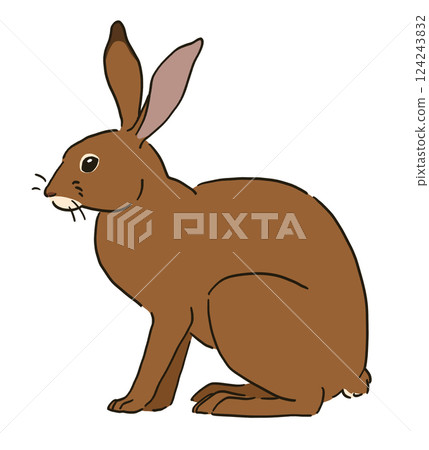 Illustration of a sitting Japanese hare 124243832