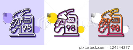Petrol station line icon. Halftone dotted pattern. Gradient icon with grain shadow. Filling station sign. E5 petroleum fuel symbol. Line petrol station icon. Various designs. Vector 124244277