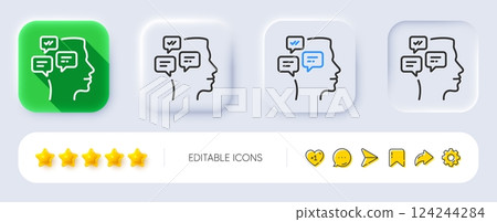 Chat Messages line icon. Neumorphic, Flat shadow, 3d buttons. Conversation sign. Communication speech bubbles symbol. Line messages icon. Social media icons. Vector Chat Messages line icon. Neumorphic, Flat shadow, 3d buttons. Conversation sign. Communication speech bubbles symbol. Line messages icon. Social media icons. Vector 124244284