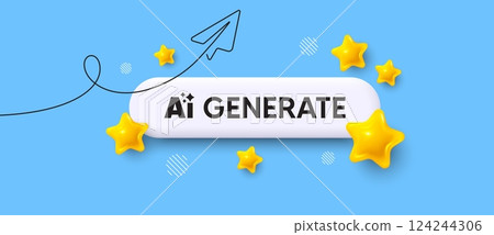 Generate AI search bar. Share plane line icon. Generate AI. Artificial intelligence sign. Ai technology symbol. Search button with 3d stars. Vector Generate AI search bar. Share plane line icon. Generate AI. Artificial intelligence sign. Ai technology symbol. Search button with 3d stars. Vector 124244306