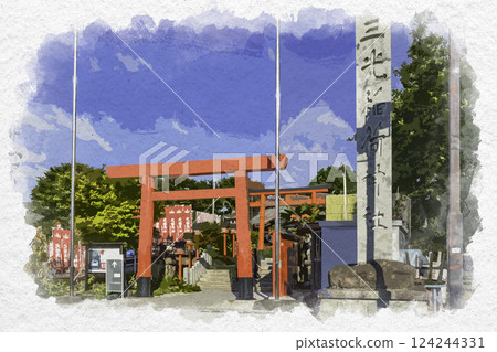 Watercolor style Inuyama Sanko Inari Shrine Torii Gate Inuyama City, Aichi Prefecture Watercolor style Inuyama Sanko Inari Shrine Torii Gate Inuyama City, Aichi Prefecture 124244331