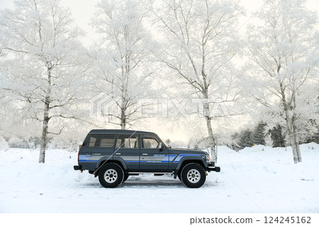 Hokkaido - Morning of frost-covered trees 124245162