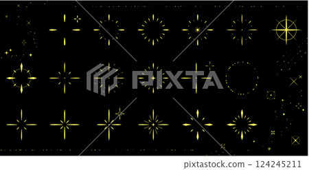Star and glitter sparkling icon set, gorgeous decorative design, color Star and glitter sparkling icon set, gorgeous decorative design, color 124245211