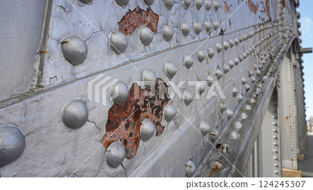 Rusty and peeling paint film 124245307