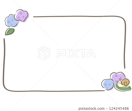 雨季繡球花和蝸牛框架水平 124245486