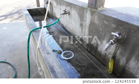 Water faucet (all-purpose home faucet installed outdoors) 124245539