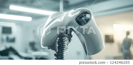 Realistic Shoulder Endoprosthesis Displayed in Medical Showroom with Subtle Lighting Realistic Shoulder Endoprosthesis Displayed in Medical Showroom with Subtle Lighting 124246205