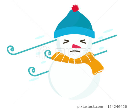 A snowman enduring the cold. Vector illustration 124246426