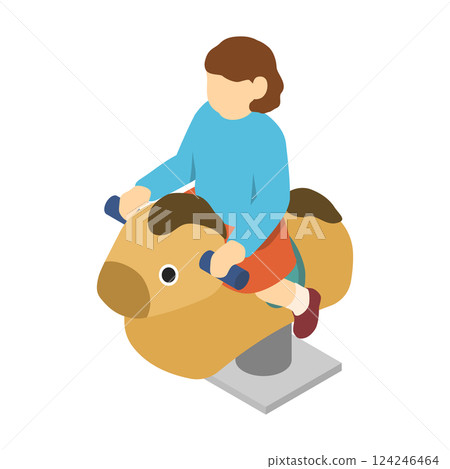 等距插圖：孩子們在玩彈簧玩具 124246464