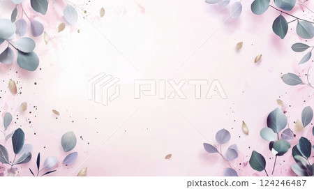 Elegant Mother's Day Card Design with Lavender Background and Eucalyptus Leaves 124246487