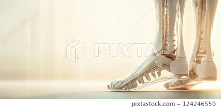 Ankle Endoprosthesis with 3D Model Against Soft Gradient Background for Medical Education 124246550