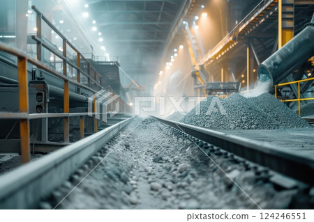 Industrial Processing of Rare Earth Minerals in a Modern Facility with Conveyor Systems 124246551