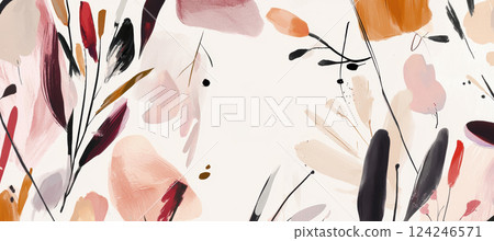 Mothers Day Greeting Card with Abstract Pastel Florals and Happy Message Design 124246571