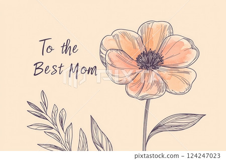 Minimalist Mother's Day Card with Elegant Hand-Drawn Flower Design 124247023
