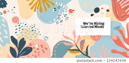 Were Hiring Talented Minds Banner in Pastel Abstract Corporate Design Were Hiring Talented Minds Banner in Pastel Abstract Corporate Design 124247439