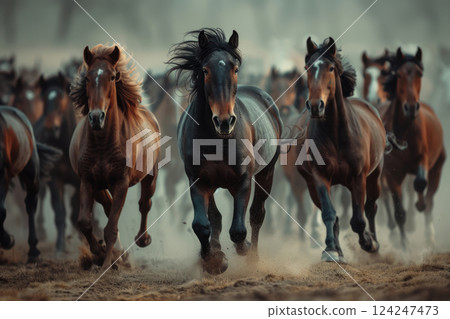 Wild Horses Running Freely: Embodying Strength and Vitality for a Wellness Brand Design 124247473