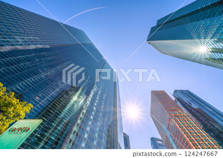 Tokyo cityscape in Japan sparkles like spring is in full swing... Overlooking the Shiodome business district, etc. - March 21st 124247667