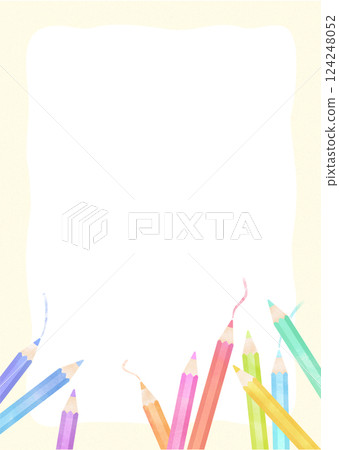 Colorful watercolor pencil frame 124248052