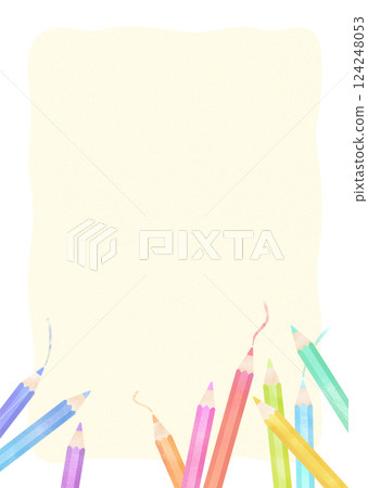 Colorful watercolor pencil frame 124248053