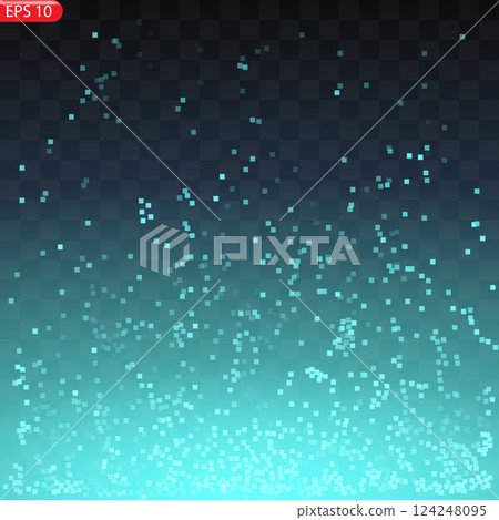 Abstract Pixel Explosion Effect: Virtual Cyber Space Gradient Background with Diffused Points and Halftone Elements 124248095