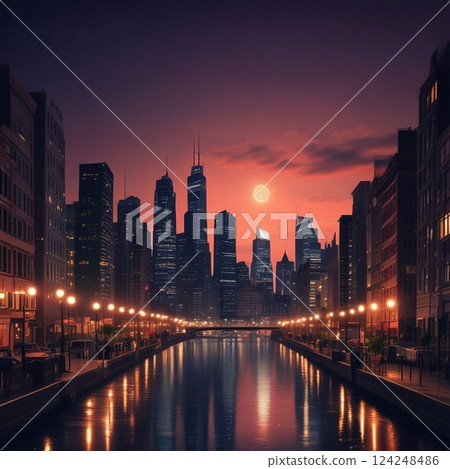 反映在水面上的建築物 反映在水面上的建築物 124248486