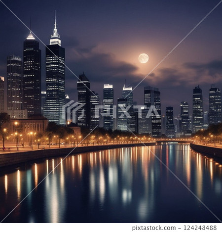 反映在水面上的建築物 124248488