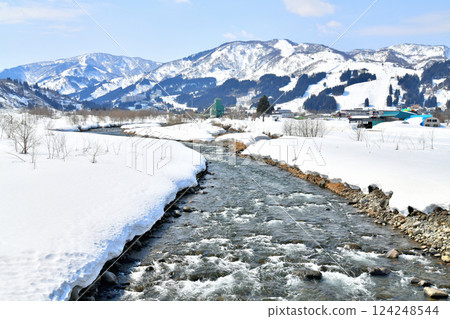 Ubajima Bridge / View of Ishiuchi Maruyama Ski Area from Uono River (Minamiuonuma City, Niigata Prefecture) [2025.3] 124248544