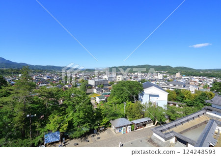 View of Shiroishi city from the castle tower of Shiroishi Castle in Shiroishi City, Miyagi Prefecture View of Shiroishi city from the castle tower of Shiroishi Castle in Shiroishi City, Miyagi Prefecture 124248593