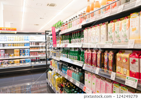 March: Liquor section of supermarket 124249279