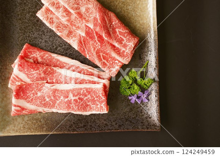 黑毛和牛瘦肉片 124249459