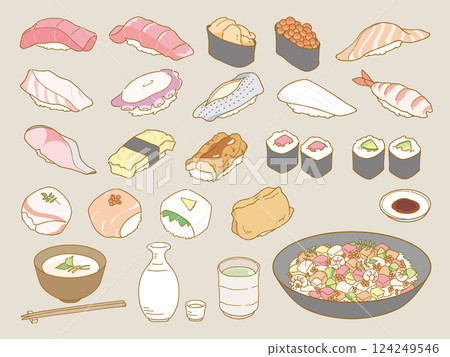 壽司手繪插圖 壽司手繪插圖 124249546