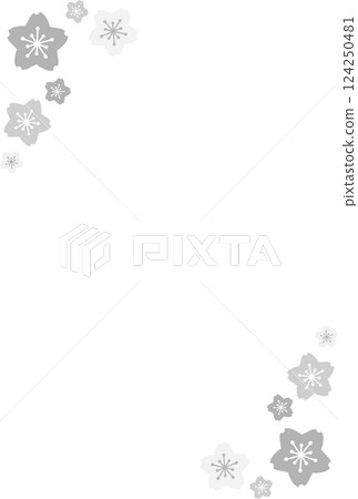 Gray cherry blossom vertical frame 124250481