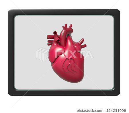 3d x ray film realistic human heart isolated. check heart health, health love, world heart day concept, 3d illustration render 124251006