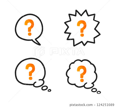 ？ （問號）對話框集可愛的手繪水彩插圖和手寫字符 124251089