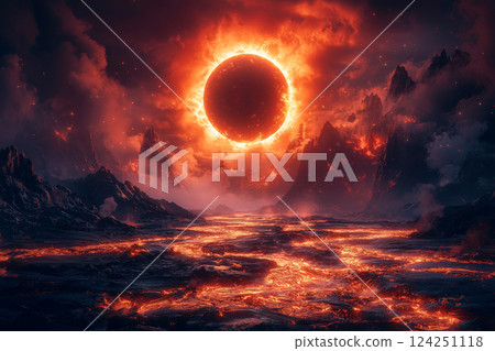 Total solar eclipse and the world of lava 124251118