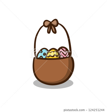 Easter eggs in the basket, hand drawing vector Easter eggs in the basket, hand drawing vector 124251244